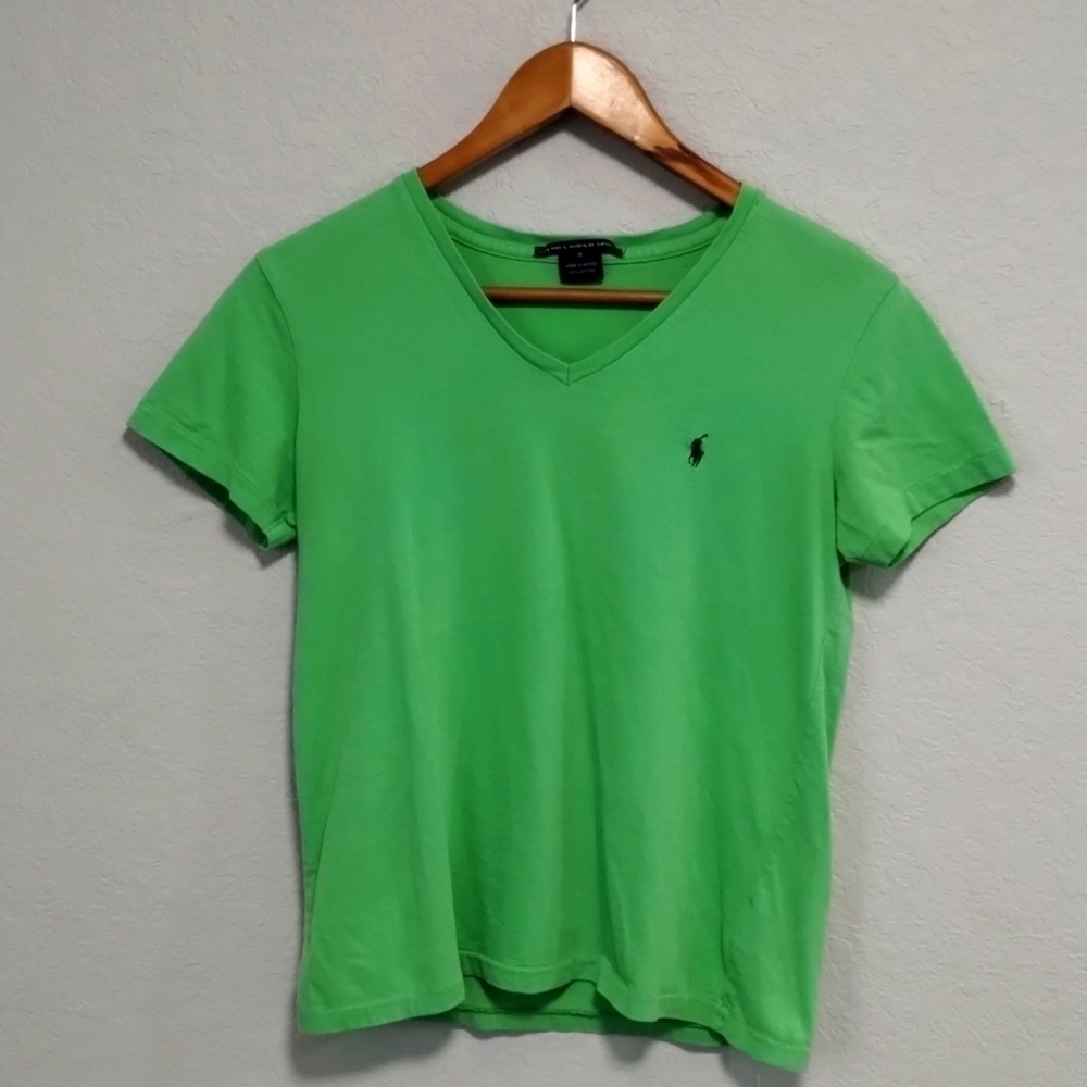 Ralph Lauren V Neck Green Tee Shirt